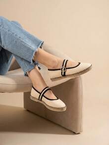 Zapatos tipo Mary Jane bailarinas con punta redonda, zapatos planos con yute, con suela antiderrapante - Marrón - Ver 11