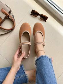 Zapatos tipo Mary Jane bailarinas con punta redonda, zapatos planos con yute, con suela antiderrapante - Marrón - Ver 6