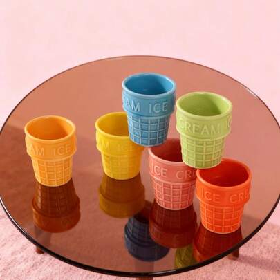 Joivida Cốc kem bằng gốm có đế vững chắc và ngăn chứa trong suốt - Dày dặn, chịu nhiệt và bền, có thể rửa bằng máy rửa chén, phù hợp cho gia đình và trường học, nhiều màu sắc (hồng, xanh dương, vàng, xanh lá cây, cam, nâu) - Thích hợp để đựng văn phòng phẩm, đồ dùng học tập
