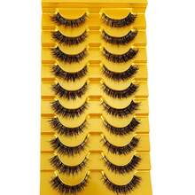 10 pares de pestañas postizas cortas, suaves y esponjosas de mink falso natural en color nude, set de maquillaje. Extensiones de pestañas de mink con apariencia natural, pestañas cortas reutilizables para uso diario - Negro - Ver 1