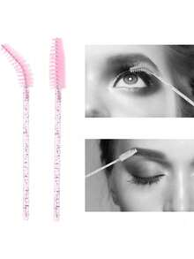 200PCS/100PCS/50PCS Disposable Mascara Wands Eyelash Brush S For Eyebrow Eye Lash Extension , Eyebrow Brush, Eyeshadow Brush, Brush - Pink - View 4