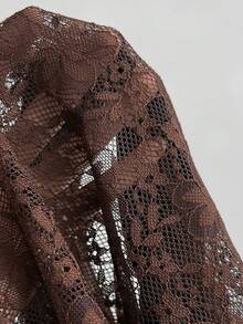 Sweetra Spring/Autumn Women's Lace Sexy Romantic Elegant Vacation Camisole Top And Cake Skirt 2-Piece Set - Coffee Brown - View 7