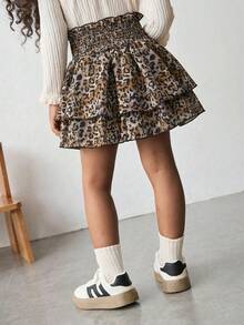 Maija Kids Maija Kids 女童豹纹层叠荷叶边裙 - 棕色 - 查看 2