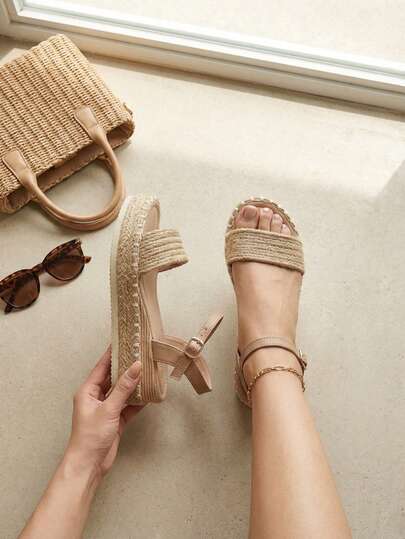 Sandalias de plataforma para mujer, cómodas con punta redonda