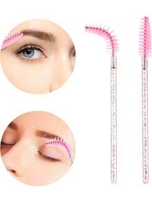 200PCS/100PCS/50PCS Disposable Mascara Wands Eyelash Brush S For Eyebrow Eye Lash Extension , Eyebrow Brush, Eyeshadow Brush, Brush - Pink - View 6