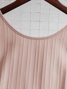 EMERY ROSE Women's Summer Woven Backless Tie Strap Sleeveless A-Line Ruffle Hem Casual Mini Dress - Pink - View 3