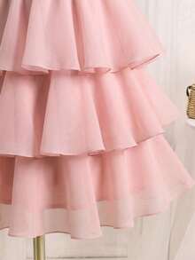 SHEIN 女童纯色荷叶边无袖连衣裙，适合正式场合、圣诞节、姐妹装、母女装、派对等场合，也可作为圣诞女童连衣裙或秋冬女童连衣裙穿着。 - 淺粉色 - 查看 8