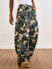 TOKVUE 男士轻便工装裤，多口袋迷彩军装风休闲宽松户外裤，适合海滩、度假、日常通勤、运动、健身和街头时尚，新年礼物，春、夏、秋季皆宜。 - 橄欖綠 - 查看 3