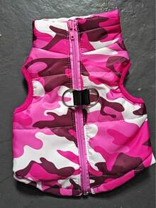 1pc Pet Clothes, Fashionable Autumn/Winter Camouflage Color Contrast Zip-Up Vest With Leash Hole For Poodle And Bichon Frise Dogs, Ski Wear - Multicolor - View 7
