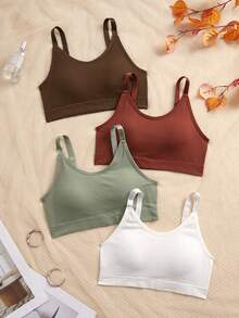 4 件装女士背心式运动文胸，带可拆卸胸垫 - 彩色 - 查看 3