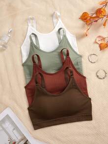 4 件装女士背心式运动文胸，带可拆卸胸垫 - 彩色 - 查看 1