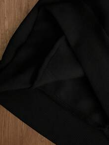 TOKVUE 男士弹力纯色街头风灰色运动套装，刺绣细节，男士运动服，男士两件套运动服 - 黑色 - 查看 8