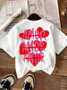 DrmWander 女士印花T恤，休闲街头风短袖T恤，可爱夏季上衣 - 白色 - 查看 3