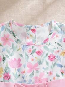 Souflis Souflis 法式白色夏季仙女派對公主裙 4-7歲女童，優雅水彩花卉無袖收腰蝴蝶結洋裝，適合野餐、生日 - 彩色 - 查看 16