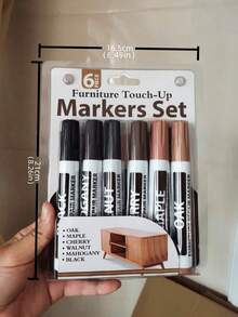 6pcs/Set Wooden Furniture Repair Markers And Renovation Kit, Ideal For Floor Repair, Wood Door And Furniture Scratch Repair Kit Floor Repair Pen, Furniture Repair Pen - Multicolor - View 6