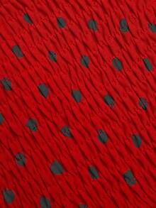 Sweetra Đầm hai dây họa tiết chấm bi cỡ lớn, dây chéo, ngọt ngào và dễ thương. - màu đen - Xem 5