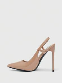 CUCCOO SZL Women's Pointed Toe Buckle Design Fashionable High Heels, Versatile For Daily Wear For Christmas Valentine's Day Spring Shoes - Mirror Apricot 95 - View 8