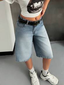 EURMUSE Women's Casual Washed Low Waist Denim Shorts - Medium Wash - View 6