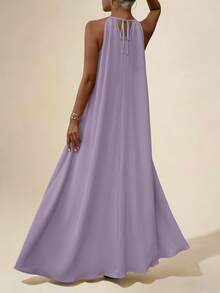 Vesra Women's Sleeveless Halter Neck Dress For Summer Maxi Vacation Beach Outfit - Purple - View 2