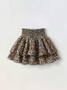 Maija Kids Maija Kids 女童豹纹层叠荷叶边裙 - 棕色 - 查看 3