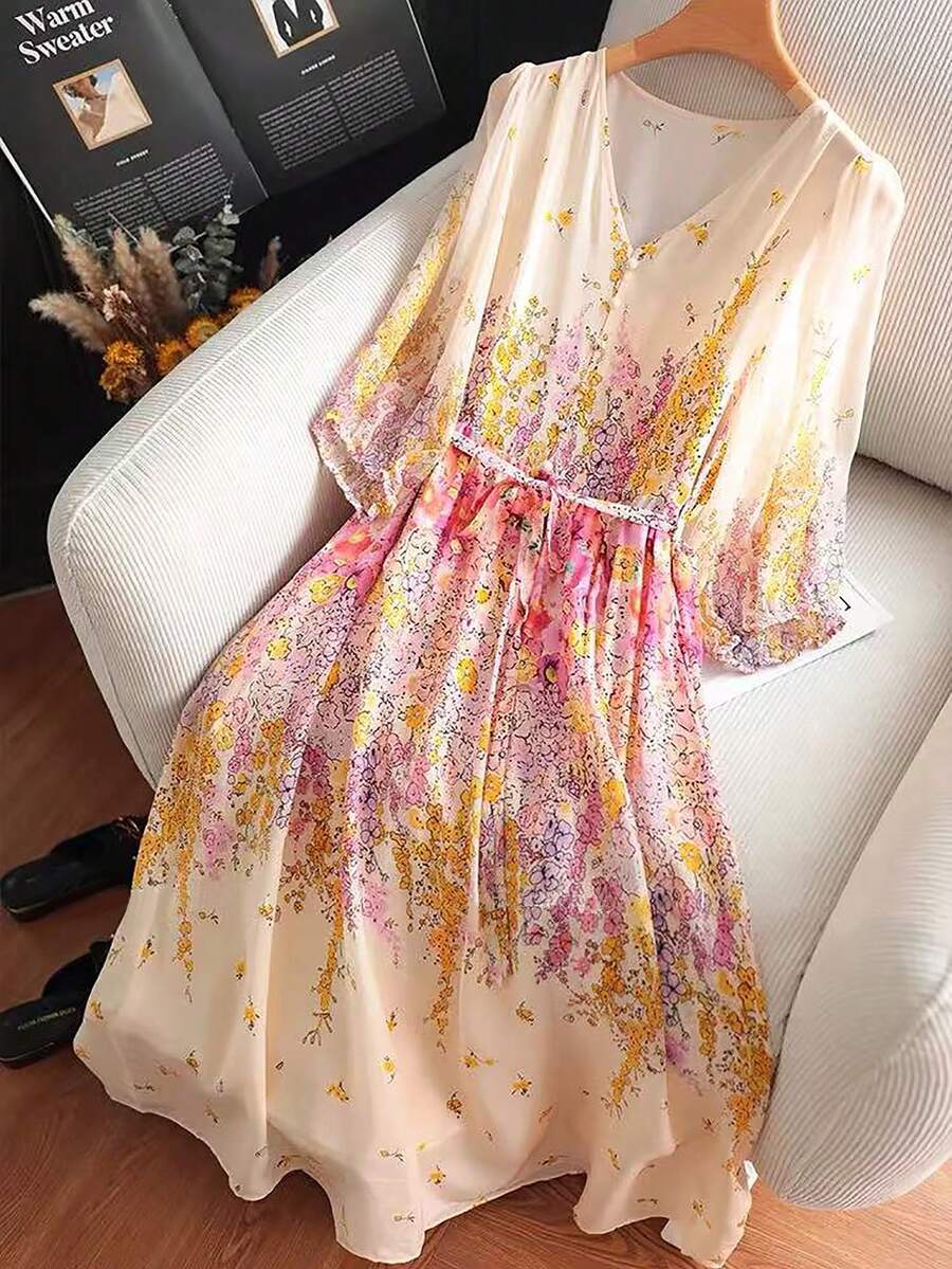 GlowEve 女士浪漫定位印花收腰短袖连衣裙 - 彩色 - 查看 1