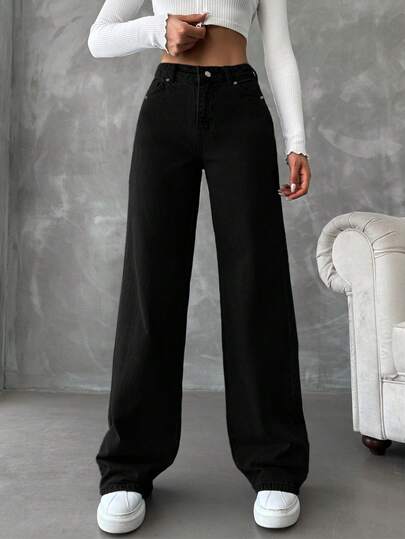 SHEIN WOMEN DENIM WIDE LEG HIGH WAIST JEANS