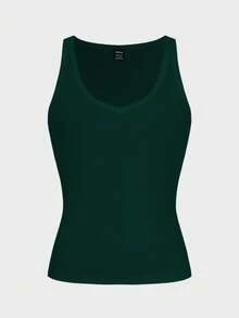 Zavorell Minimalist Sexy Women Knit Sports Camisole Crop Top - Dark Green - View 5