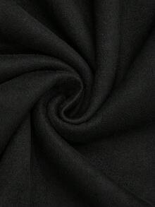 SHEIN CURVE+ Plus Size Women's Black Suede Faux Fur Short Pleated Skirt, Elegant & Slimming, Autumn/Winter - Black - View 5