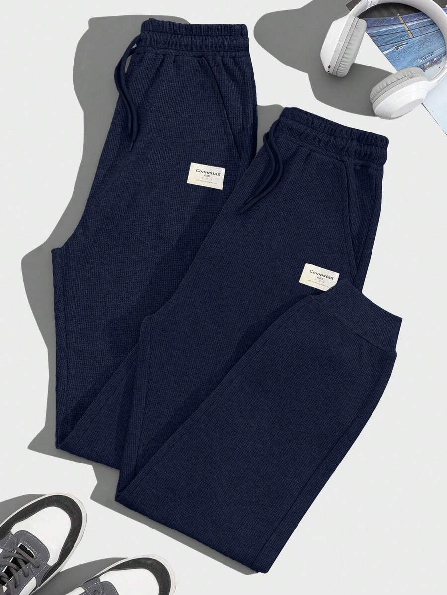 EURMUSE 2 Pcs Men's Waffle Fabric Basic Style Combination Fit Boxers, Set Of 2 - Navy Blue - View 1