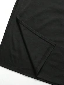 SHEIN Girlism 少女夏季纯色抹胸上衣和高腰侧开衩裙套装 - 黑色 - 查看 6