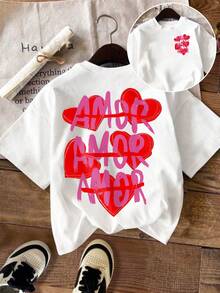 DrmWander 女士印花T恤，休闲街头风短袖T恤，可爱夏季上衣 - 白色 - 查看 1