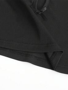 Olithes Top elegant și romantic, tricotat, fără mâneci, din dantelă patchwork, cu decolteu scobit, croială strâmtă și talie - Design strângător: Interpretând luxul ușor și stilul fermecător - Negru - Vizualizare 3