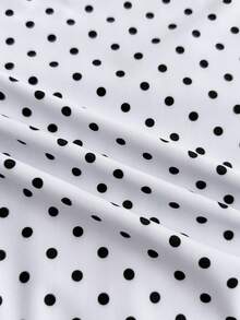 SHEIN 少女波点露背褶皱蝴蝶结装饰时尚度假沙滩连体泳衣 - 白色 - 查看 6