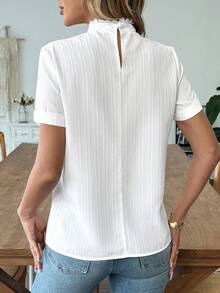 Breezaya Áo sơ mi ren thanh lịch dành cho nữ, thích hợp mặc đi làm, đi nghỉ mát. - trắng - Xem 2