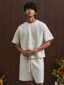 TOKVUE Men's Casual Embroidered T-Shirt Set, Everyday Wear - Grey - View 4