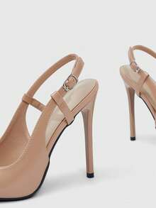 CUCCOO SZL Women's Pointed Toe Buckle Design Fashionable High Heels, Versatile For Daily Wear For Christmas Valentine's Day Spring Shoes - Mirror Apricot 95 - View 6