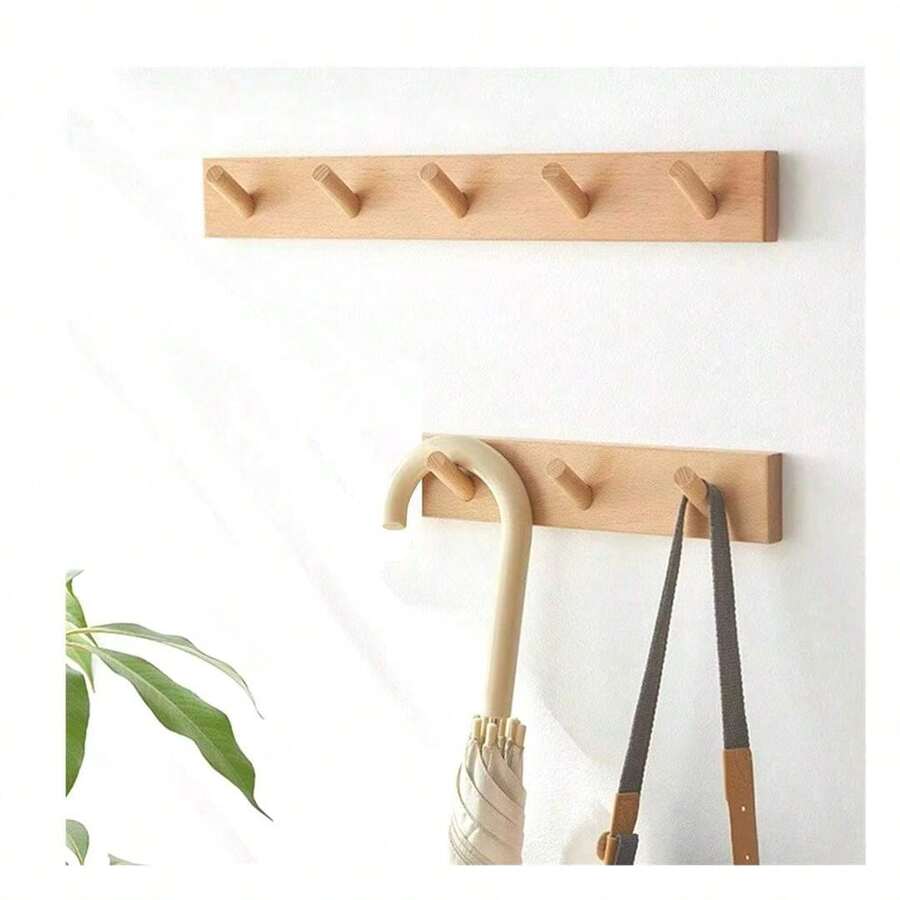 1 pieza Gancho de pared moderno y minimalista nórdico, gancho de abrigo de madera maciza resistente para vestidores detrás de puertas, perchero de madera, gancho de almacenamiento familiar, adecuado para guardar ropa, bolsos, sombreros y llaves. - Albaricoque - Ver 1