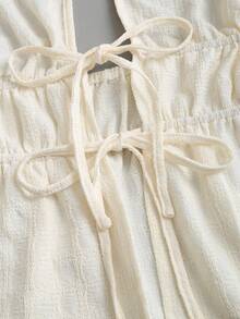 Sweetra 新款格子露背吊带休闲阔腿裤女装杏色两件套，适合春夏度假和日常休闲穿着 - 杏色 - 查看 6