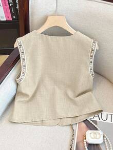 GlowEve Camisa sin mangas para mujer, casual de vacaciones, primavera/verano - Albaricoque - Ver 2