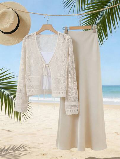 GlowEve New European & American Fashion Mixed Color Elegant Versatile Knitted Cardigan Sweater