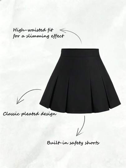 Olithes Preppy Style Casual Solid Color Minimalist Skirt - Women