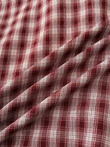 SHEIN 少女格子领单排扣休闲百搭日常通勤返校短袖衬衫 - 紅色 - 查看 6