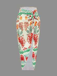 Swim Oasis 2026新款女士夏季沙滩爆款印花抹胸海星装饰褶皱露背吊带泳衣三件套 - 彩色 - 查看 5