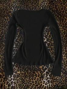 Glimmora 女士吉他字母印花修身圆领长袖T恤