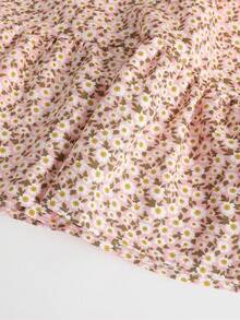 Chiquease 女士休闲碎花泡泡袖连衣裙，夏季 - 粉色 - 查看 5