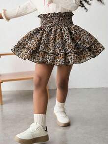 Maija Kids Maija Kids 女童豹纹层叠荷叶边裙 - 棕色 - 查看 5