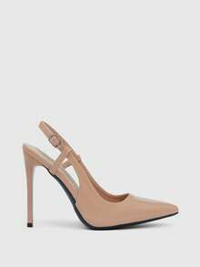 CUCCOO SZL Women's Pointed Toe Buckle Design Fashionable High Heels, Versatile For Daily Wear For Christmas Valentine's Day Spring Shoes - Mirror Apricot 95 - View 4