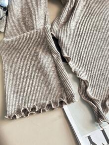 GlowEve Women's Square Neck Handmade 3D Floral Ruffle Hem Long Sleeve Asymmetrical Hem Elegant Casual Commute Blouse, Autumn/Winter/Spring