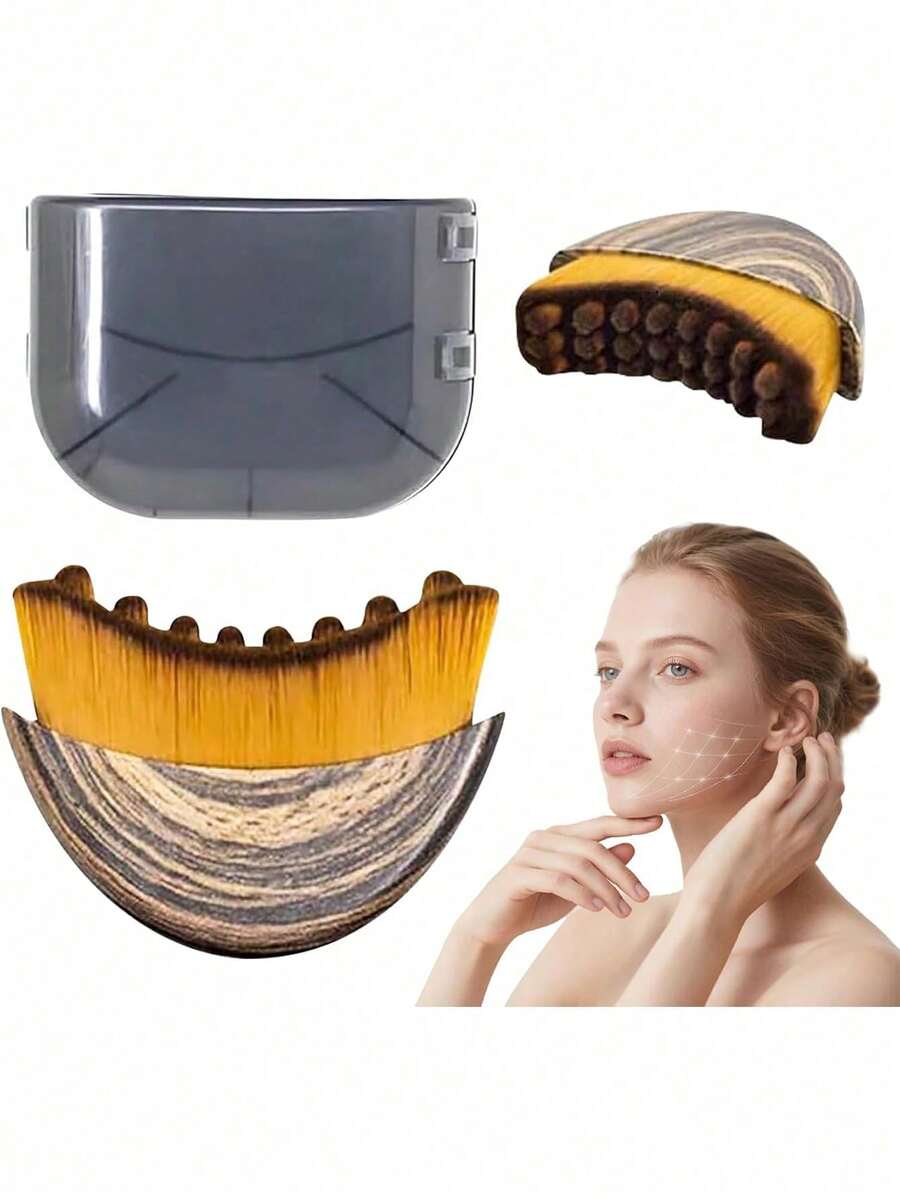 Cọ trang điểm tạo khối cho vùng da mặt, Cọ tạo khối cho vùng da mặt để dẫn lưu bạch huyết, Dụng cụ massage dẫn lưu bạch huyết khô, Thiết kế công thái học ôm sát da một cách chính xác, Cọ nền, Cọ che khuyết điểm, Cọ má hồng, Cọ tạo khối, Cọ má hồng, Cọ bronzer, Cọ phấn phủ, Cọ nền, Cọ má hồng - màu nâu - Xem 1