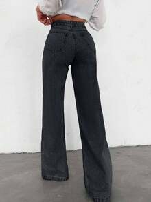 SHEIN PETITE HIGH WAIST WIDE LEG DENIM JEANS